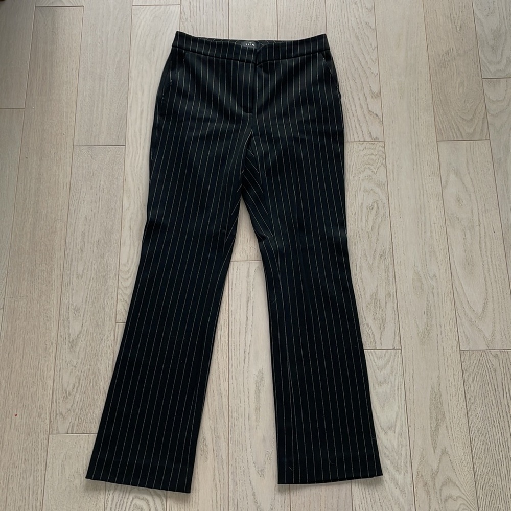 White House Black Market Black Pinstripe Boot-Cut Pants - Picture 2 of 8